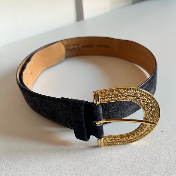 Worthington Accessories - Worthington Navy Belt with Gold Buckle